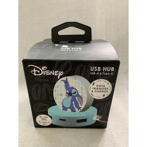 Disney Stitch USB Hub 3-Port Expander USB-A Type-C Data Transfer Charge #546